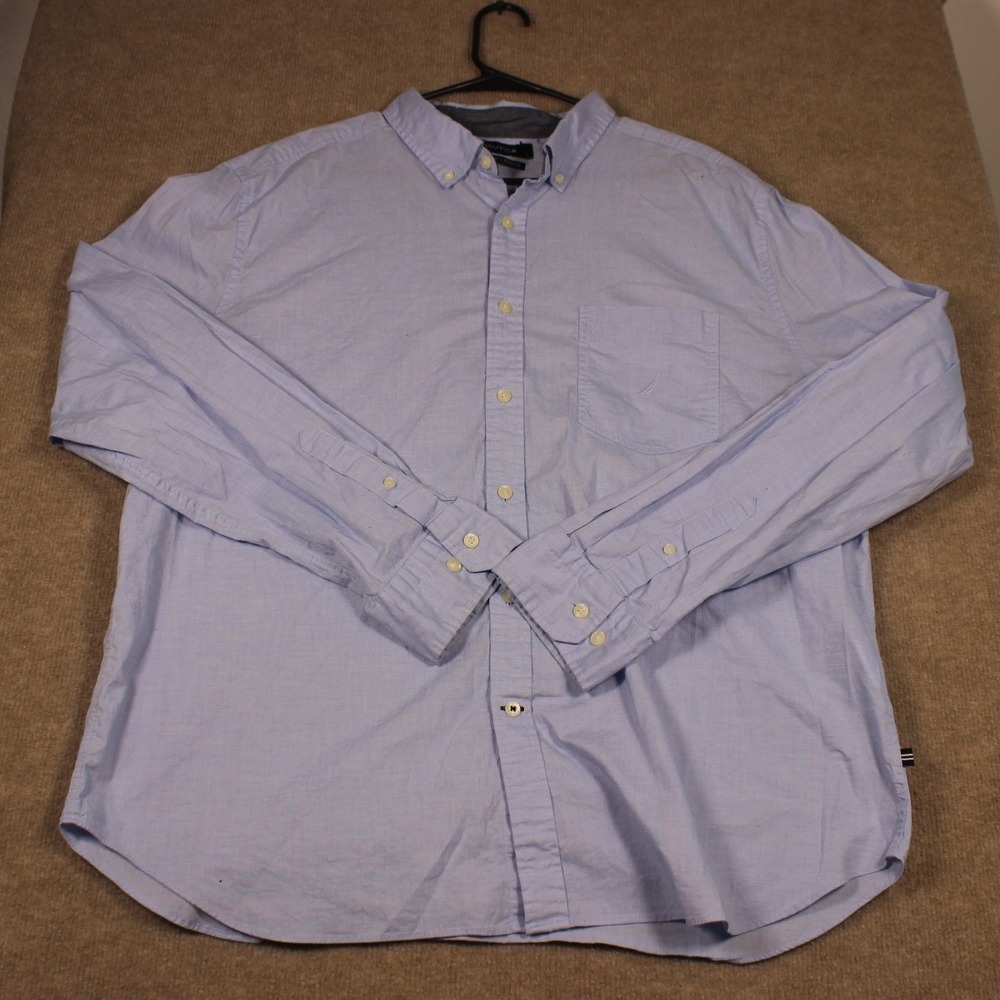 Nautica Mens XXL Light Blue Classic Fit Stretch Button Down Long Sleeve Shirt